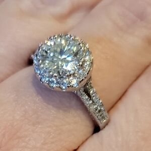 Elegant Sterling Silver Halo Moissanite Ring